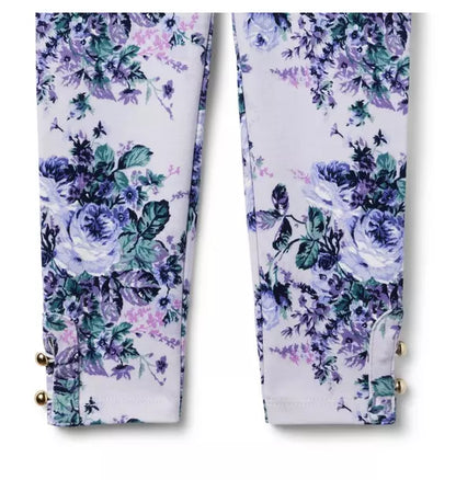Floral Button Cuff Ponte Pant