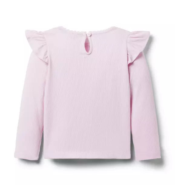 Ribbed Ruffle Shoulder Top