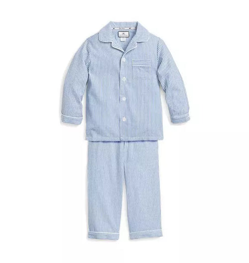 Kid's Twill Pajama Set in French Blue Seersucker