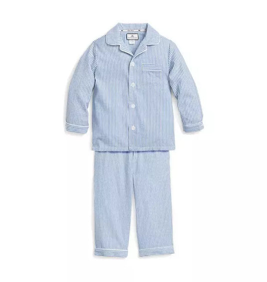 Kid's Twill Pajama Set in French Blue Seersucker