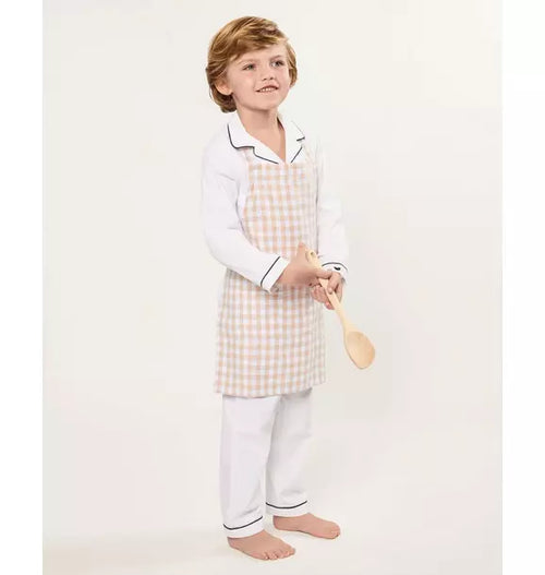 Kid's Twill Apron in Camel Gingham