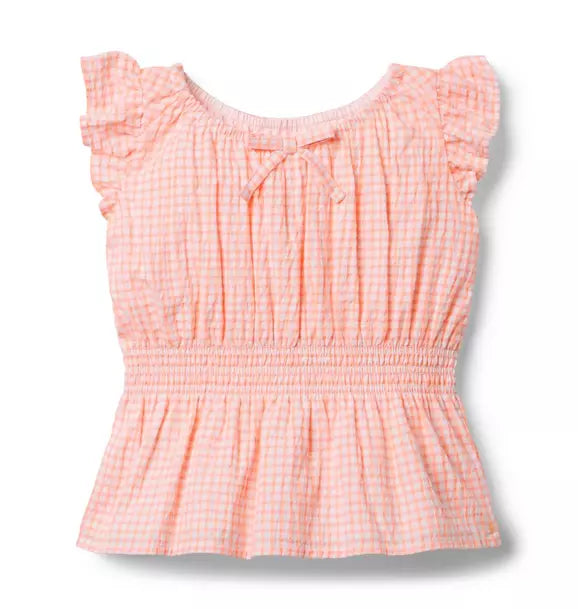 Gingham Peplum Top