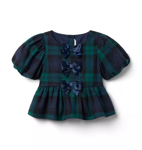 Tartan Peplum Bow Top