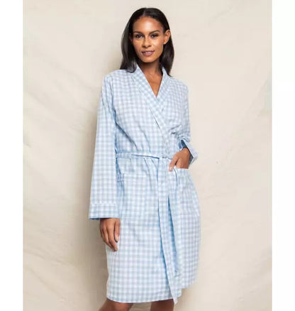 Women's Light Blue Gingham Robe