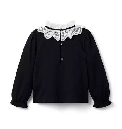Lace Bow Collar Top