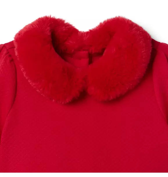 Quilted Faux Fur Collar Dress