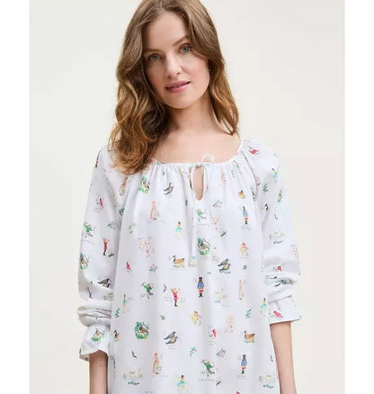 Women's Twill Delphine Nightgown in 12 Days of Christmas