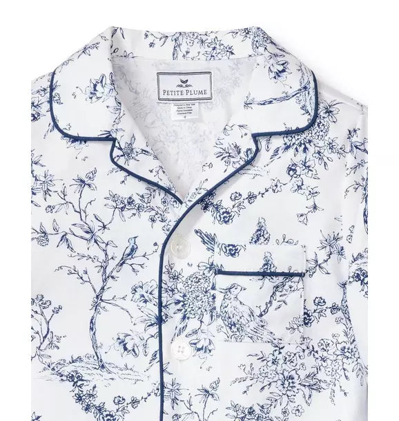 Kid's Twill Pajama Set in Blue Timeless Toile