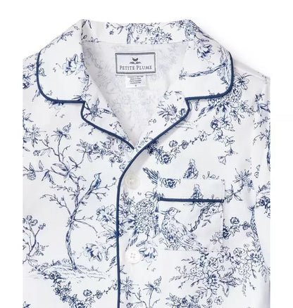 Kid's Twill Pajama Set in Blue Timeless Toile