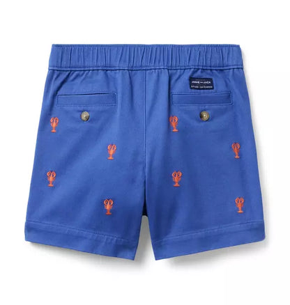 Embroidered Lobster Pull-On Short