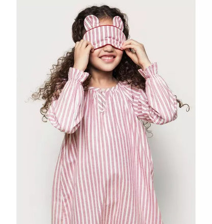 Girl's Twill Delphine Nightgown in Antique Red Ticking