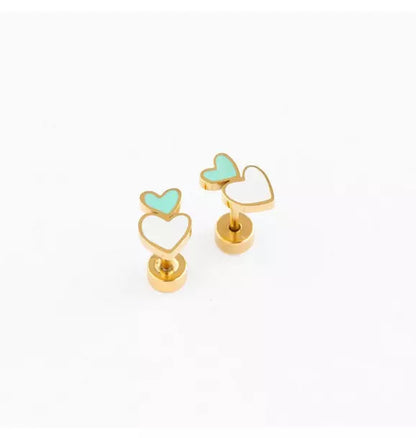 Heart Stack Stud Earrings