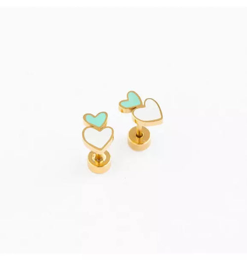 Heart Stack Stud Earrings