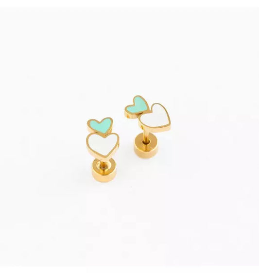 Heart Stack Stud Earrings