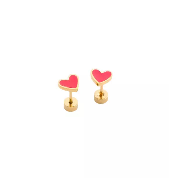Enamel Heart Stud Earrings