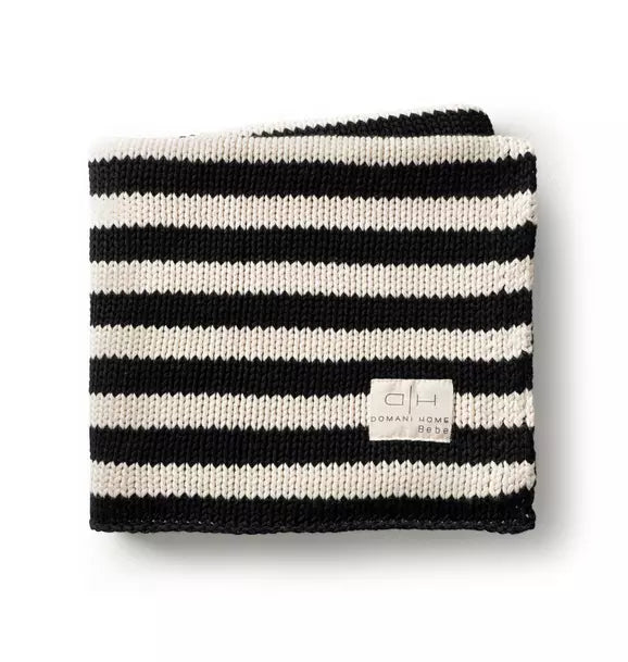 Iconic Stripe Knit Baby Blanket Black
