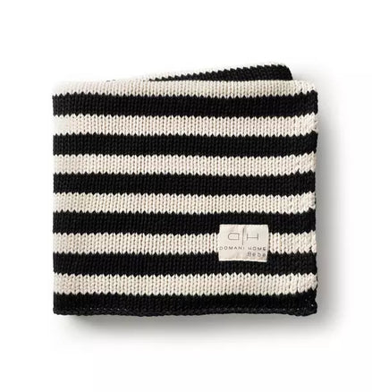 Iconic Stripe Knit Baby Blanket Black