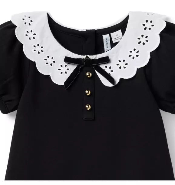 Eyelet Collar Ponte Dress