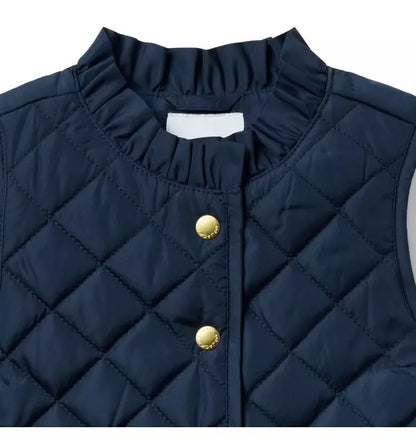 The Quilted Ruffle Collar Vest