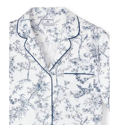 Women's Twill Pajama Set in Blue Timeless Toile