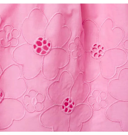 Embroidered Floral Puff Sleeve Dress