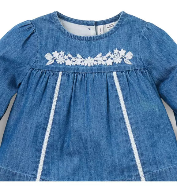 The Embroidered Chambray Matching Baby Set