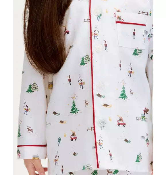 Kid's Twill Pajama Set in Holiday Town