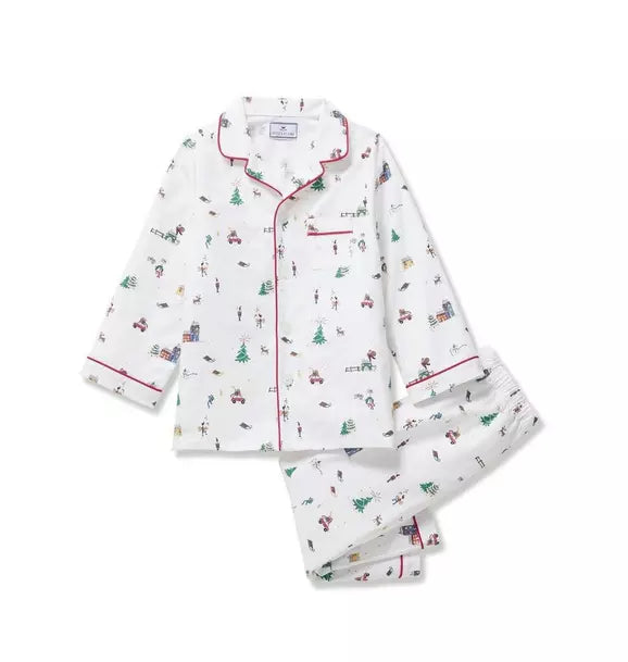 Kid's Twill Pajama Set in Holiday Town