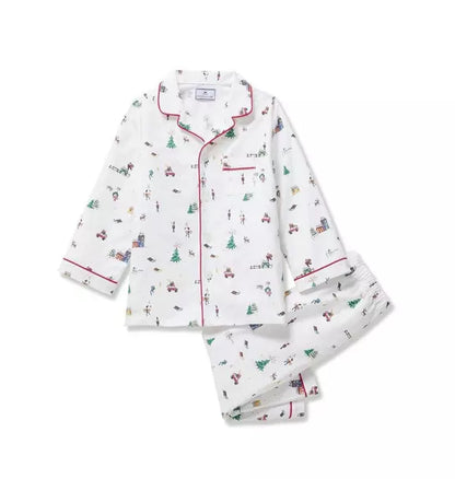 Kid's Twill Pajama Set in Holiday Town