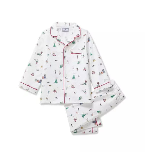 Kid's Twill Pajama Set in Holiday Town