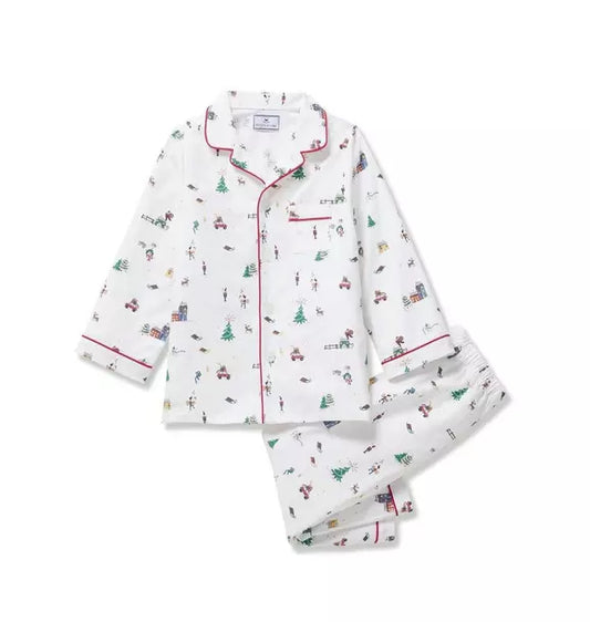 Kid's Twill Pajama Set in Holiday Town