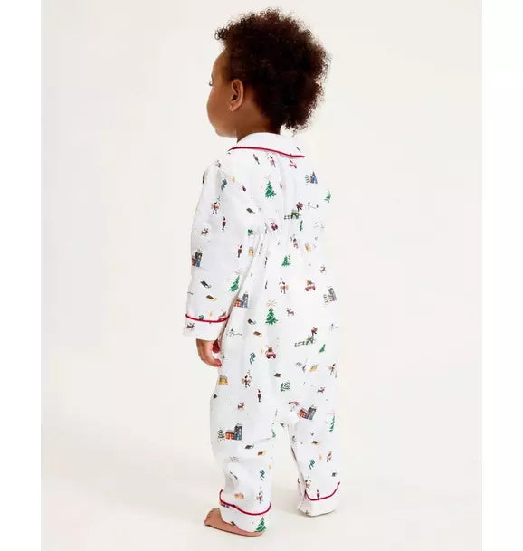 Baby's Twill Cambridge Romper in Holiday Town