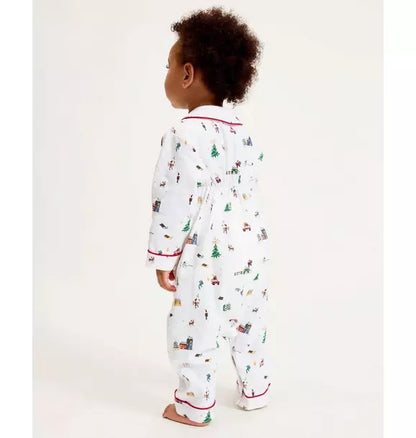 Baby's Twill Cambridge Romper in Holiday Town