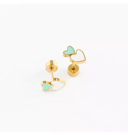 Heart Stack Stud Earrings
