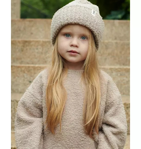 Ribbed Beanie Fuzzy - Taupe