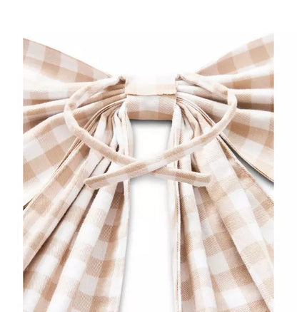 Wreath Bow in Camel Gingham