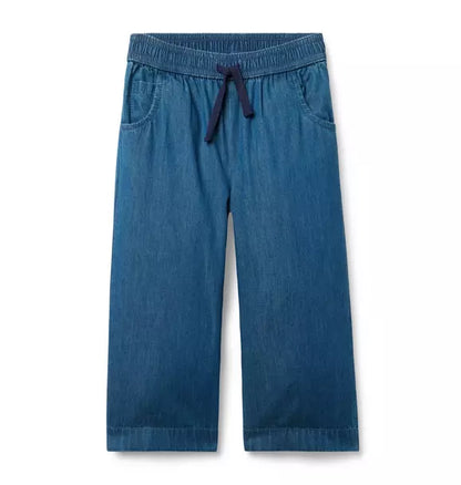 Chambray Wide Leg Pull-On Pant