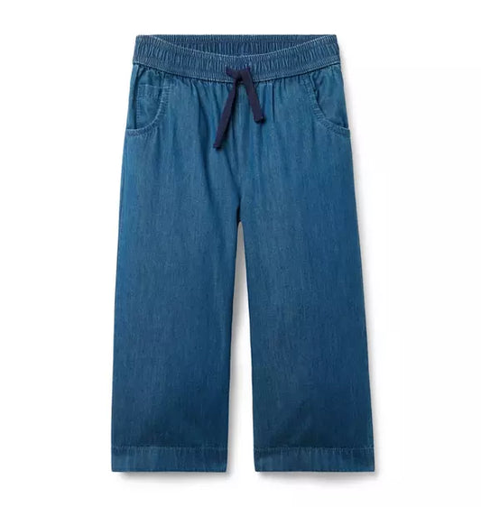 Chambray Wide Leg Pull-On Pant