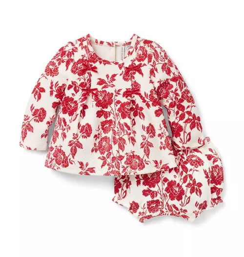 The Floral Quilted Bow Matching Baby Set
