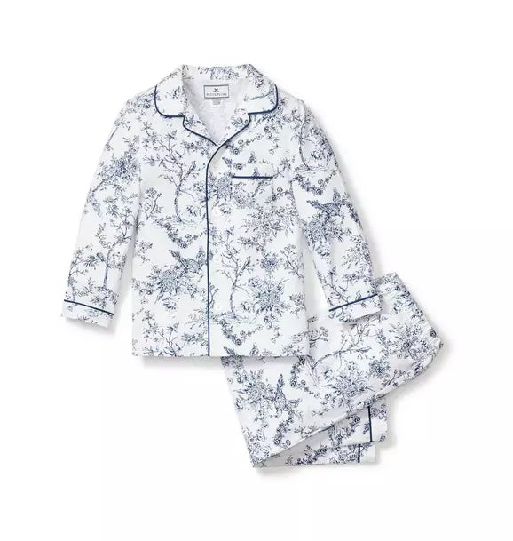 Kid's Twill Pajama Set in Blue Timeless Toile