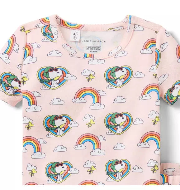 Good Night Short Pajama In Peanuts Snoopy Rainbow