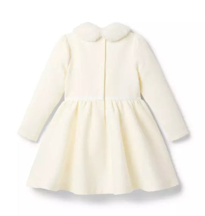 Quilted Faux Fur Collar Dress