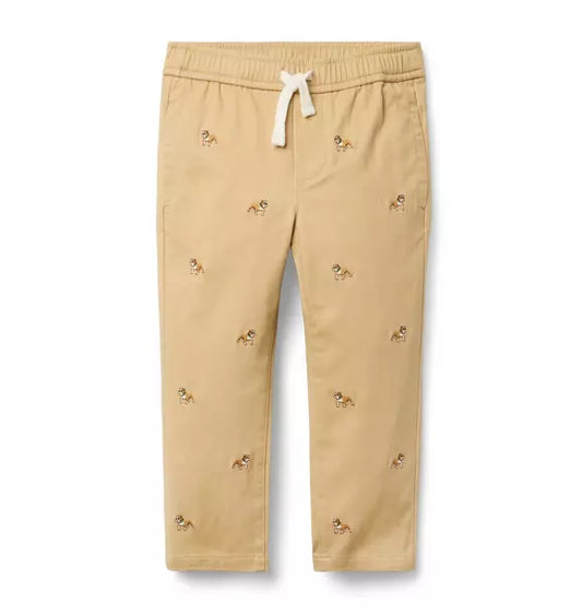 Embroidered Bulldog Twill Jogger