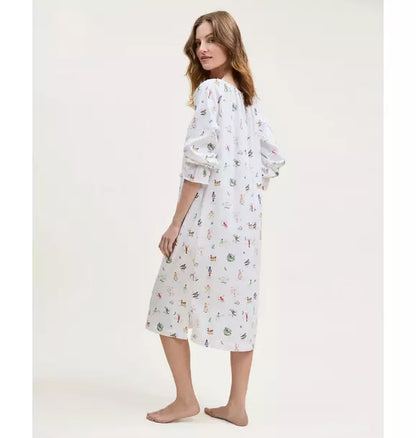 Women's Twill Delphine Nightgown in 12 Days of Christmas