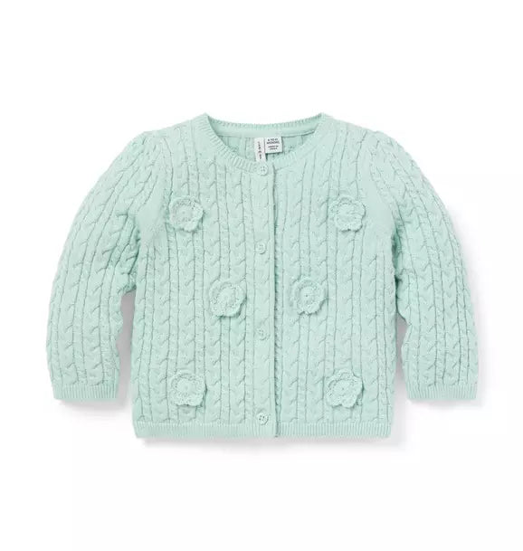 Baby Flower Cable Knit Cardigan