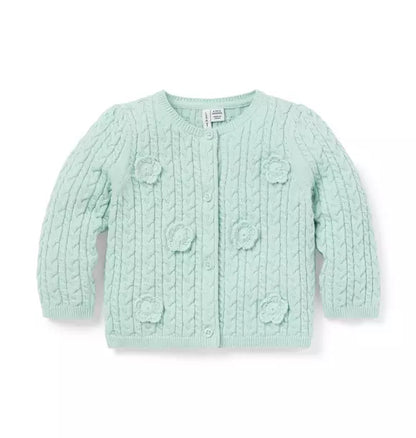 Baby Flower Cable Knit Cardigan