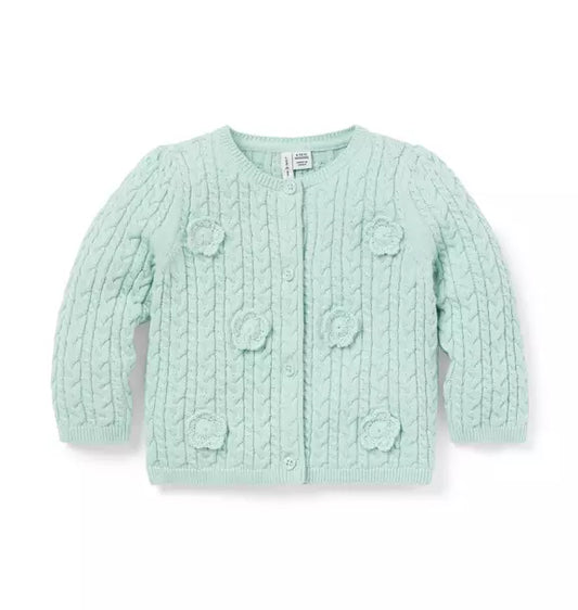 Baby Flower Cable Knit Cardigan