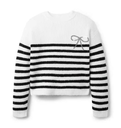 Sparkle Striped Bow Sweater