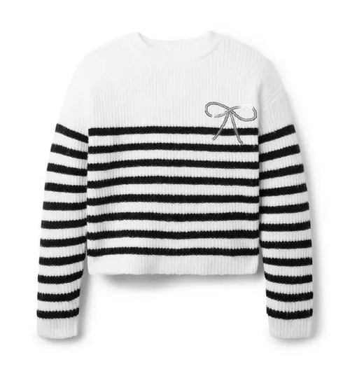Sparkle Striped Bow Sweater