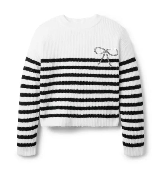 Sparkle Striped Bow Sweater